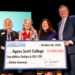 President with Leocadia I. Zak, Gail Grimmett, President & CEO of Delta Flight Museum, and Vice President for College Advancement Cheryl Webster holding a check for one million dollars.
